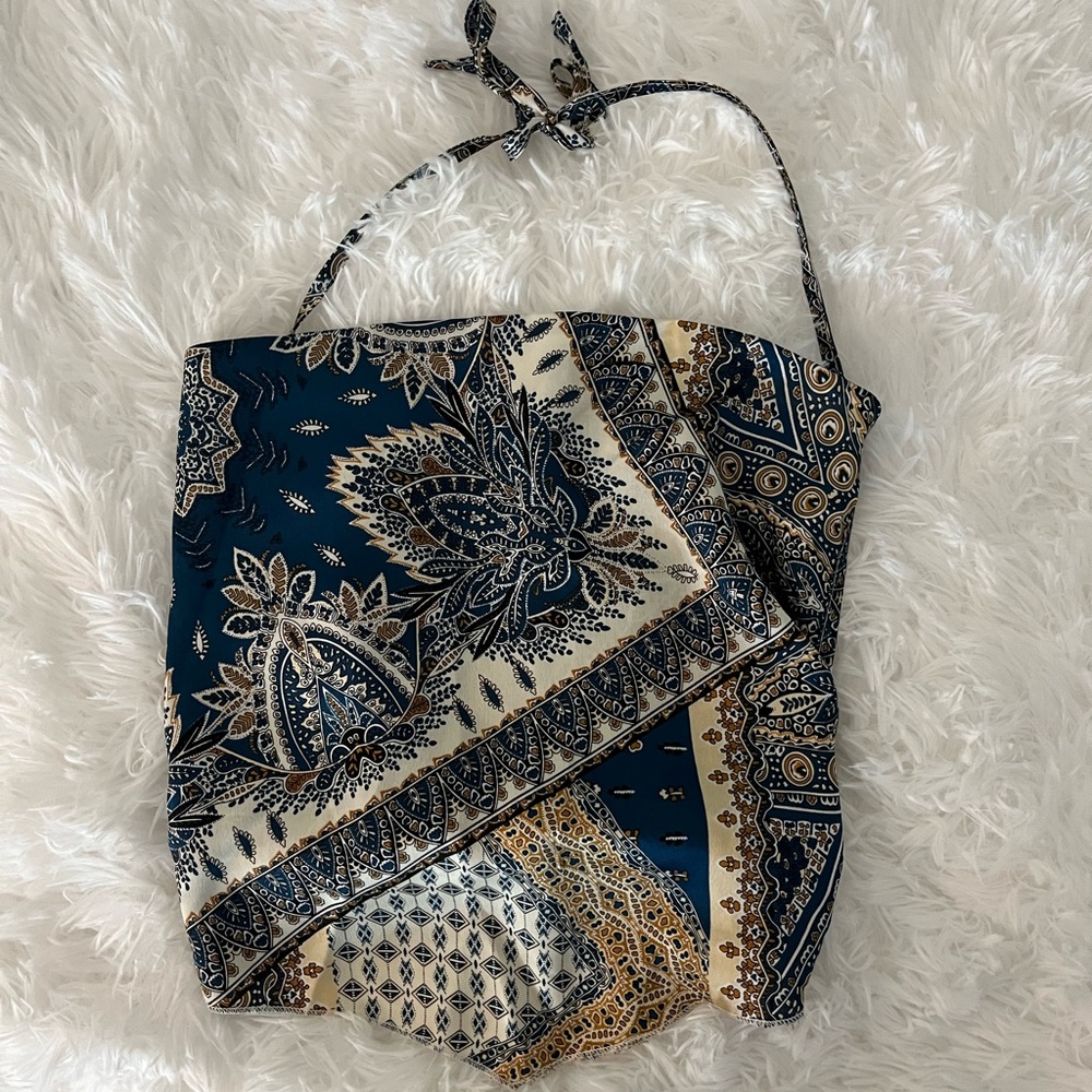 Blue paisley crop top